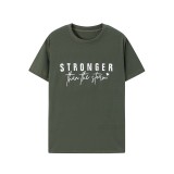 Women Summer Letter Print Short Sleeve Solid Round Neck T-Shirt