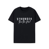 Women Summer Letter Print Short Sleeve Solid Round Neck T-Shirt