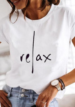 Women Spring Summer Casual Letter Print Round Neck Short Sleeve T-Shirt Women Spring Summer Casual Letter Print Round Neck Short Sleeve T-Shirt
