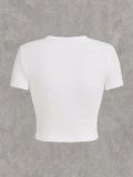 Women Round Neck Casual printed short-sleeved T-shirt