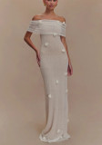 Women Holidays Strapless Flower Off Shoulder Dress