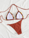 Women Sexy Halter Neck Lace-Up Sequined Two Piece Set Swimsuit