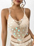Women Holidays Beach Cover-up Sequin Patchwork Irregular Strap Sexy Bikini Top