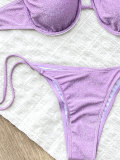 Women Solid Sexy Strapless Lace-Up Two Piece Set Swimsuit