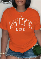 Women Spring Summer Casual Letter Print Round Neck Short Sleeve T-Shirt Women Spring Summer Casual Letter Print Round Neck Short Sleeve T-Shirt