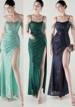 Sexy Low Back Fishtail Sequin Evening Dress Sexy Low Back Fishtail Sequin Evening Dress