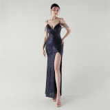 Slim Fit Sequin Evening Dress for Formal Dinners