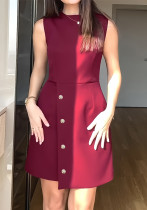 Women's Solid Color Casual Slim A-Line Short Dress Women's Solid Color Casual Slim A-Line Short Dress