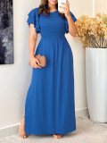 Summer Plus Size Women’s Solid Color Casual Slit Elegant Dress
