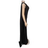 Casual Elegant Ribbon Solid Color Long Dress for Women