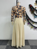 Elegant Career Leopard Patchwork Chiffon Maxi Dress