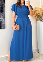 Summer Plus Size Women’s Solid Color Casual Slit Elegant Dress Summer Plus Size Women’s Solid Color Casual Slit Elegant Dress