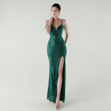 Slim Fit Sequin Evening Dress for Formal Dinners