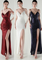 Slim Fit Sequin Evening Dress for Formal Dinners