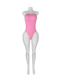 Strapless Slim Bodysuit and Loose Leg Pants Two-Piece Set for Women
