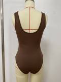 Fashion Sleeveless Bodysuit Cut Tassel and Tight Pants Set for Women