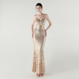 Deep V Strap Slim Fishtail Formal Party Evening Dress