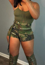 Casual Zipper Camouflage Pocket Shorts for Women