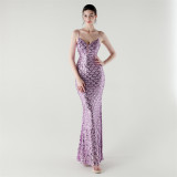 Deep V Strap Slim Fishtail Formal Party Evening Dress