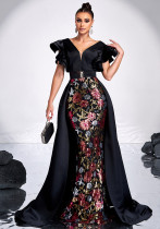 Women's Luxury Sleeveless V-Neck Slim Sequin Formal Fishtail Evening Dress Women's Luxury Sleeveless V-Neck Slim Sequin Formal Fishtail Evening Dress