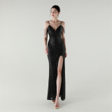 Slim Fit Sequin Evening Dress for Formal Dinners
