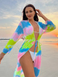Mesh Printed Beach Cover-Up Sunscreen Clothing