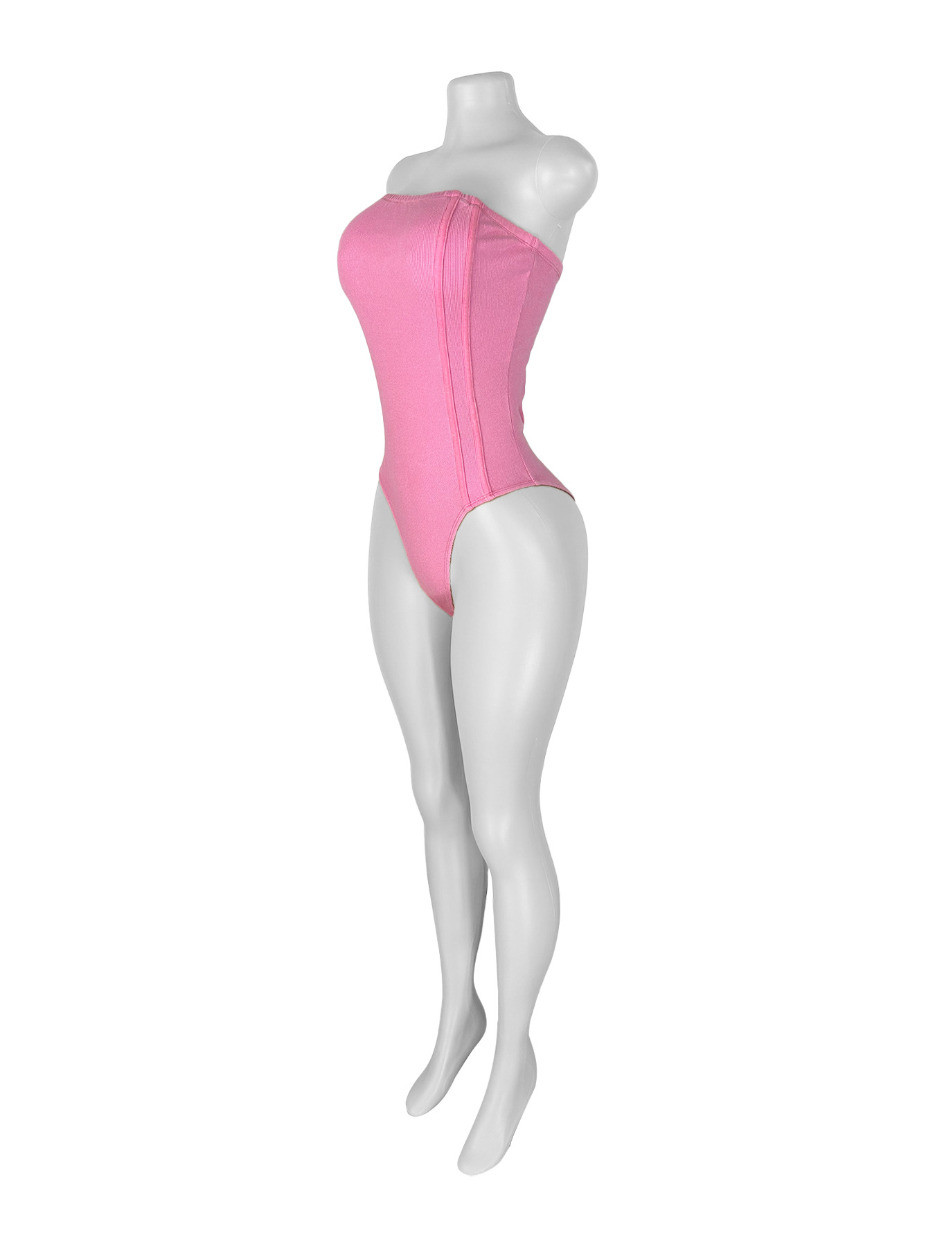 Strapless Slim Bodysuit and Loose Leg Pants Two-Piece Set for Women