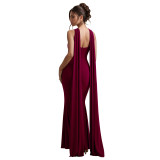 Casual Elegant Ribbon Solid Color Long Dress for Women
