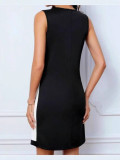 Sleeveless Round Neck Patchwork Contrast Color Spring Summer Casual Dress for Women