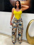 Casual Women's Fashion Trend Jacquard Multi-Pocket Cargo Pants
