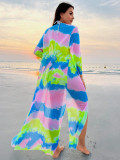 Mesh Printed Beach Cover-Up Sunscreen Clothing