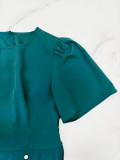 Women's Solid Color Casual Short Sleeve Pleated Dress