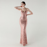 Deep V Strap Slim Fishtail Formal Party Evening Dress