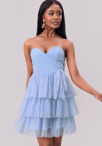 Women Off Shoulder Multi-layer Mini Dress Women Off Shoulder Multi-layer Mini Dress