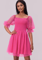 Women Formal Dress Off Shoulder Long Sleeve Pleated Mesh Dress Women Formal Dress Off Shoulder Long Sleeve Pleated Mesh Dress