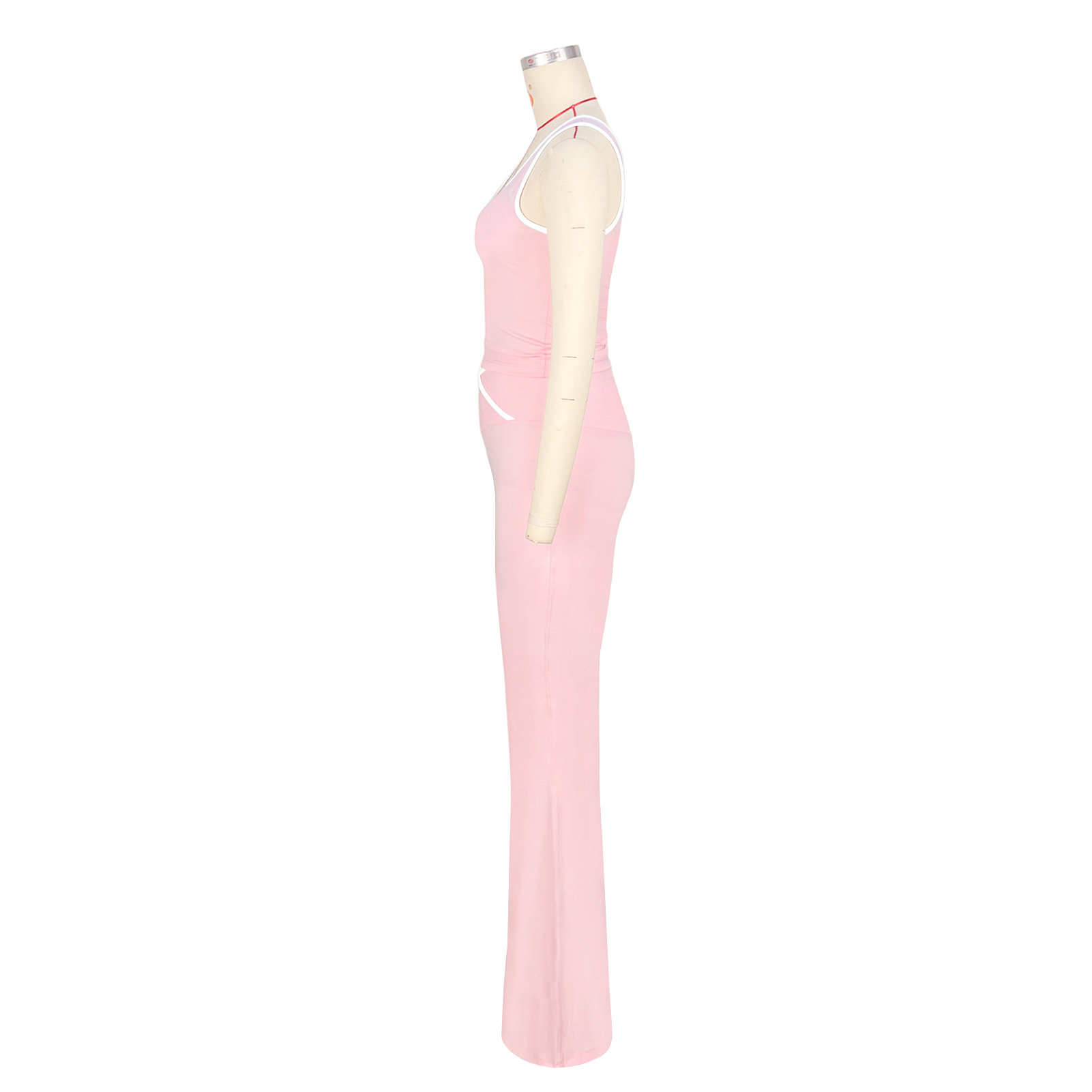 Women Yoga Contrast Color Cross Bell Bottom Pants Two-piece Set