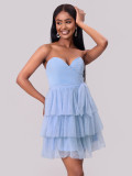 Women Off Shoulder Multi-layer Mini Dress