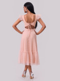 Women Flying Sleeve Pleated Layered Short Sleeve Dress