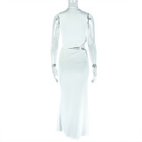 Women Casual Solid Irregular Top and Bodycon Skirt Two-piece Set