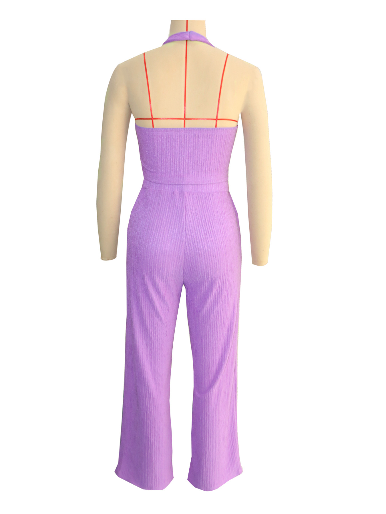 Women Halter Neck Crop Top and Wide Leg Pants Two-piece Set