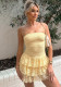Spring/Summer Women's Elegant Sweet Strapless Low-Back Ruffled Short Dress
