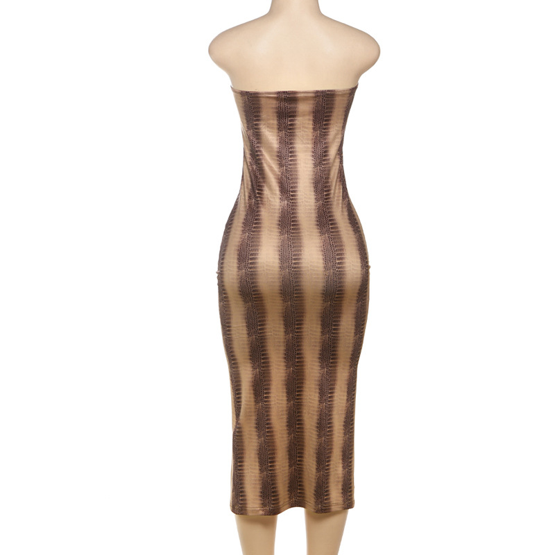 Printed Strapless Bodycon Maxi Dress for Spring & Summer