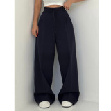 Women's Casual Solid Color High-Waist Wide-Leg Pants