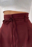 Women's Casual Solid Color High-Waist Wide-Leg Pants