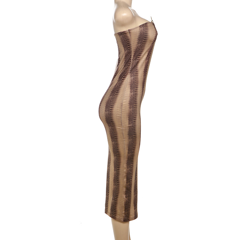 Printed Strapless Bodycon Maxi Dress for Spring & Summer