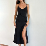 Women's Summer Sexy Straps V-Neck Slit Dress