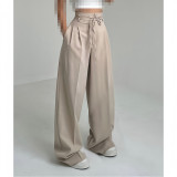 Women's Casual Solid Color High-Waist Wide-Leg Pants