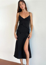 Women's Summer Sexy Straps V-Neck Slit Dress