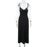 Women's Summer Sexy Straps V-Neck Slit Dress