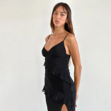 Women's Summer Sexy Straps V-Neck Slit Dress